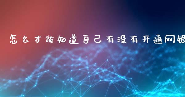 怎么才能知道自己有没有开通网银_https://wap.jnbaishite.cn_期货资讯_第1张
