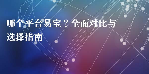 哪个平台易宝？全面对比与选择指南_https://wap.jnbaishite.cn_理财投资_第1张