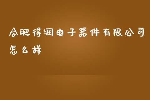 合肥得润电子器件有限公司怎么样_https://wap.jnbaishite.cn_全球财富_第1张