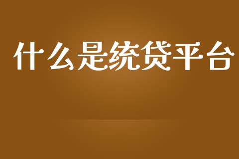 什么是统贷平台_https://wap.jnbaishite.cn_全球财富_第1张