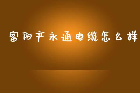 富阳产永通电缆怎么样_https://wap.jnbaishite.cn_理财投资_第1张