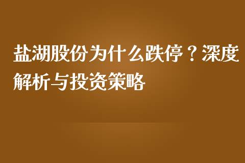 盐湖股份为什么跌停？深度解析与投资策略_https://wap.jnbaishite.cn_期货资讯_第1张