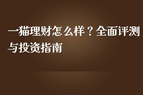 一猫理财怎么样？全面评测与投资指南_https://wap.jnbaishite.cn_期货资讯_第1张