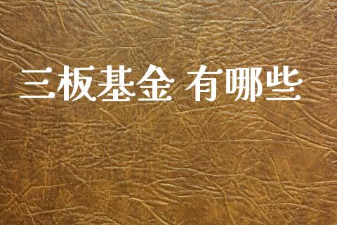 三板基金 有哪些_https://wap.jnbaishite.cn_全球财富_第1张