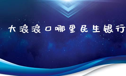 大浪浪口哪里民生银行_https://wap.jnbaishite.cn_全球财富_第1张