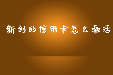 新到的信用卡怎么激活_https://wap.jnbaishite.cn_金融资讯_第1张
