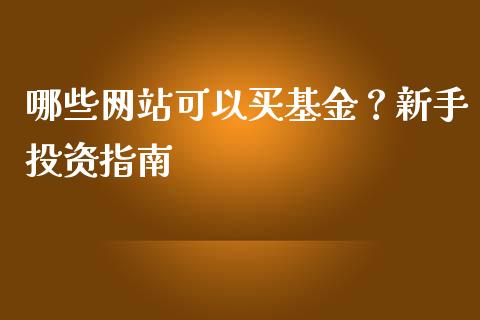 哪些网站可以买基金？新手投资指南_https://wap.jnbaishite.cn_期货资讯_第1张