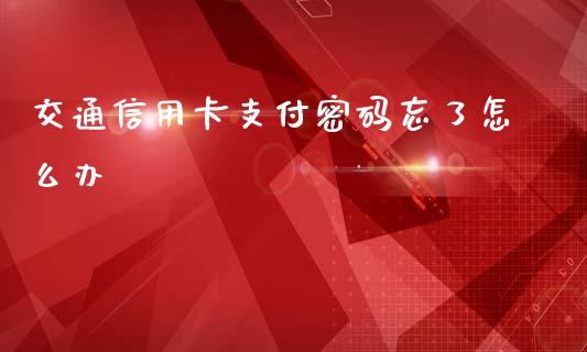 交通信用卡支付密码忘了怎么办_https://wap.jnbaishite.cn_全球财富_第1张