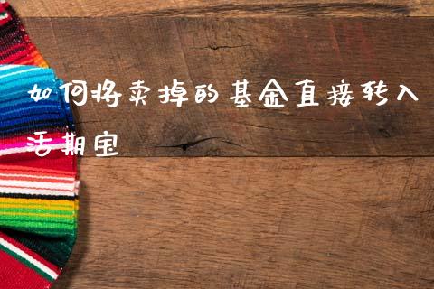 如何将卖掉的基金直接转入活期宝_https://wap.jnbaishite.cn_全球财富_第1张