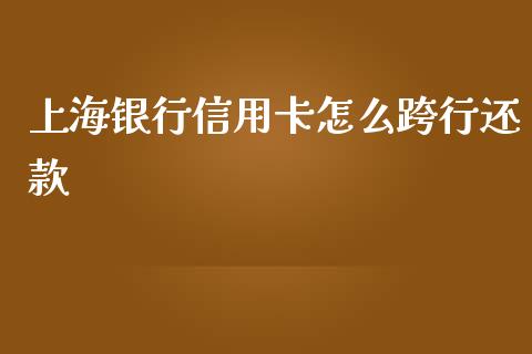 上海银行信用卡怎么跨行还款_https://wap.jnbaishite.cn_全球财富_第1张