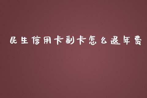 民生信用卡副卡怎么退年费_https://wap.jnbaishite.cn_期货资讯_第1张
