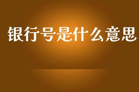 银行号是什么意思_https://wap.jnbaishite.cn_理财投资_第1张
