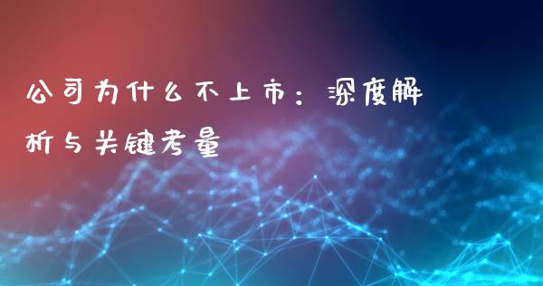 公司为什么不上市：深度解析与关键考量_https://wap.jnbaishite.cn_金融资讯_第1张