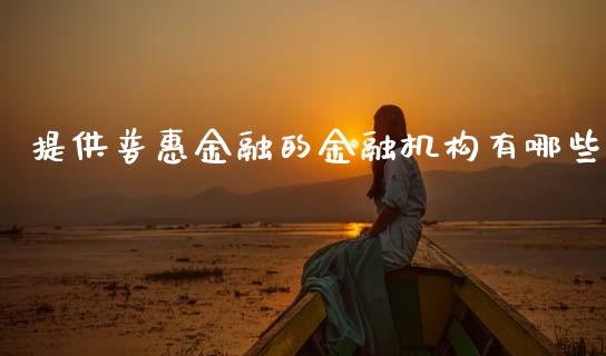 提供普惠金融的金融机构有哪些_https://wap.jnbaishite.cn_全球财富_第1张
