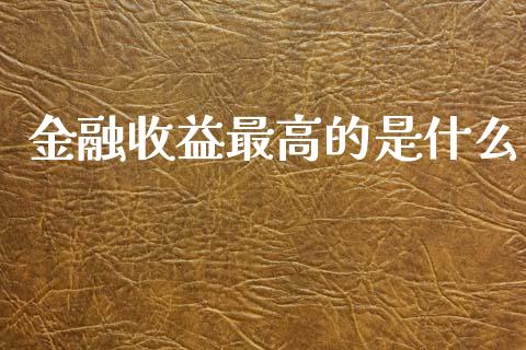金融收益最高的是什么_https://wap.jnbaishite.cn_全球财富_第1张