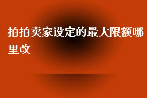 拍拍卖家设定的最大限额哪里改_https://wap.jnbaishite.cn_全球财富_第1张