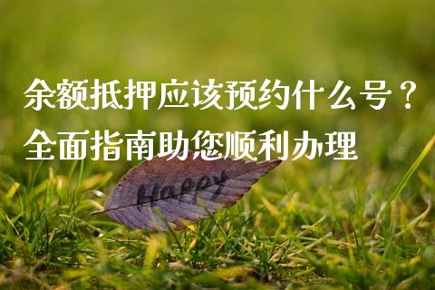 余额抵押应该预约什么号？全面指南助您顺利办理_https://wap.jnbaishite.cn_全球财富_第1张