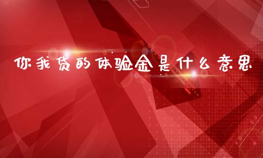你我贷的体验金是什么意思_https://wap.jnbaishite.cn_全球财富_第1张
