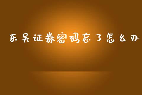 东吴证券密码忘了怎么办_https://wap.jnbaishite.cn_金融资讯_第1张