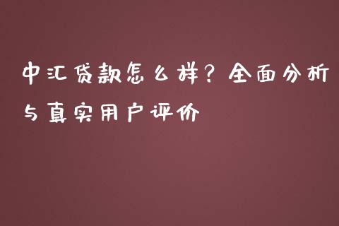 中汇贷款怎么样？全面分析与真实用户评价_https://wap.jnbaishite.cn_理财投资_第1张