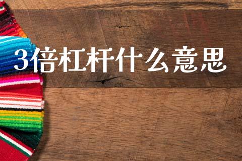 3倍杠杆什么意思_https://wap.jnbaishite.cn_期货资讯_第1张