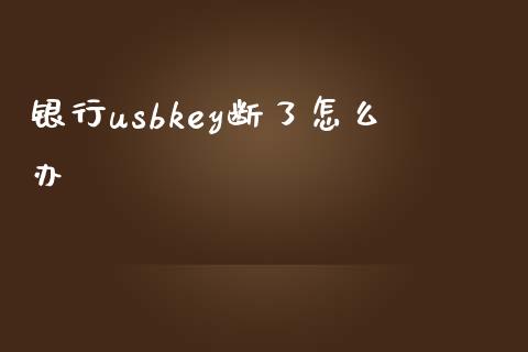 银行usbkey断了怎么办_https://wap.jnbaishite.cn_全球财富_第1张