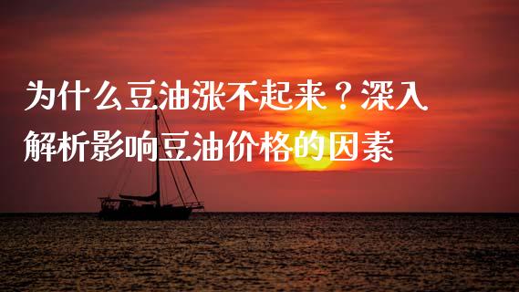 为什么豆油涨不起来？深入解析影响豆油价格的因素_https://wap.jnbaishite.cn_期货资讯_第1张