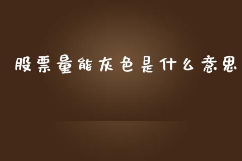 股票量能灰色是什么意思_https://wap.jnbaishite.cn_期货资讯_第1张