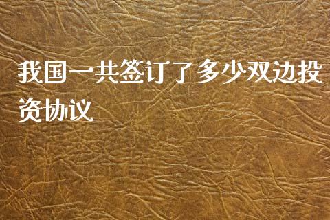 我国一共签订了多少双边投资协议_https://wap.jnbaishite.cn_金融资讯_第1张