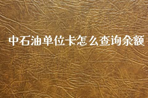 中石油单位卡怎么查询余额_https://wap.jnbaishite.cn_理财投资_第1张
