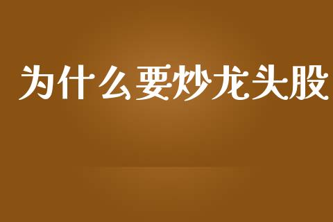 为什么要炒龙头股_https://wap.jnbaishite.cn_全球财富_第1张