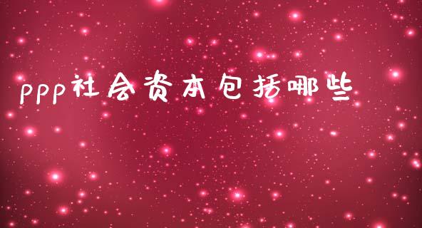 ppp社会资本包括哪些_https://wap.jnbaishite.cn_理财投资_第1张