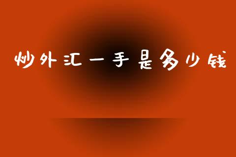 炒外汇一手是多少钱_https://wap.jnbaishite.cn_期货资讯_第1张