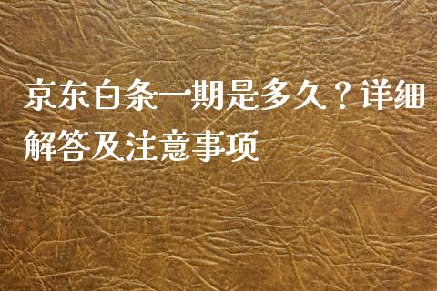 京东白条一期是多久？详细解答及注意事项_https://wap.jnbaishite.cn_期货资讯_第1张
