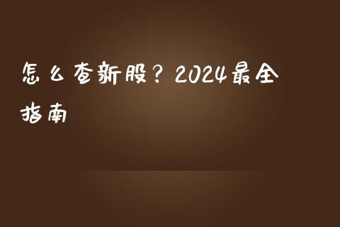 怎么查新股？2024最全指南_https://wap.jnbaishite.cn_全球财富_第1张