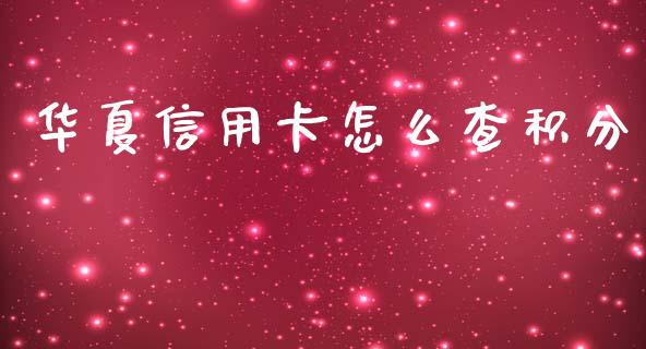华夏信用卡怎么查积分_https://wap.jnbaishite.cn_全球财富_第1张