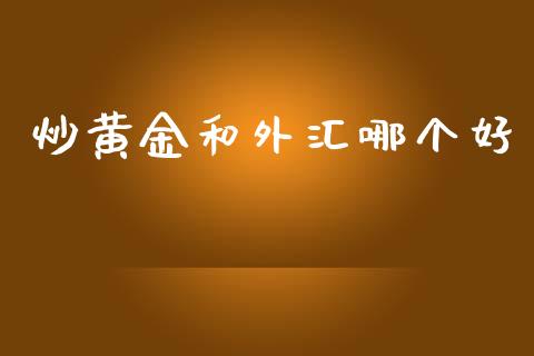 炒黄金和外汇哪个好_https://wap.jnbaishite.cn_理财投资_第1张