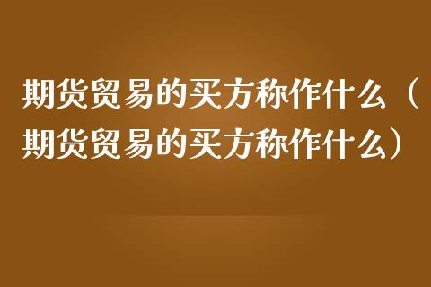 期货贸易的买方称作什么（期货贸易的买方称作什么）_https://wap.jnbaishite.cn_期货资讯_第1张