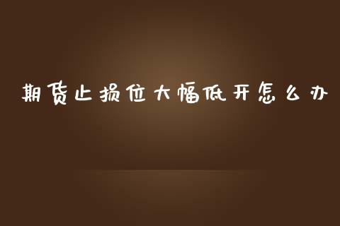 期货止损位大幅低开怎么办_https://wap.jnbaishite.cn_全球财富_第1张