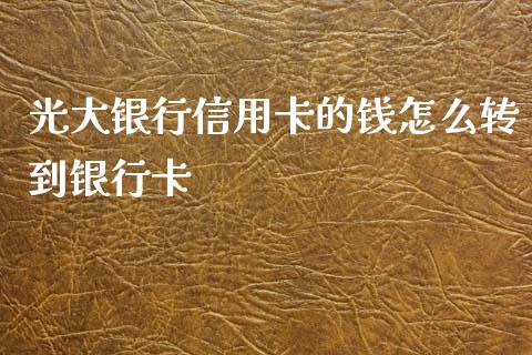 光大银行信用卡的钱怎么转到银行卡_https://wap.jnbaishite.cn_理财投资_第1张