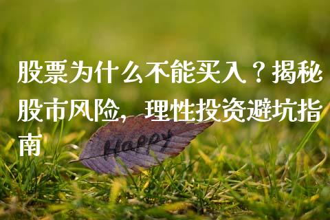 股票为什么不能买入？揭秘股市风险，理性投资避坑指南_https://wap.jnbaishite.cn_全球财富_第1张