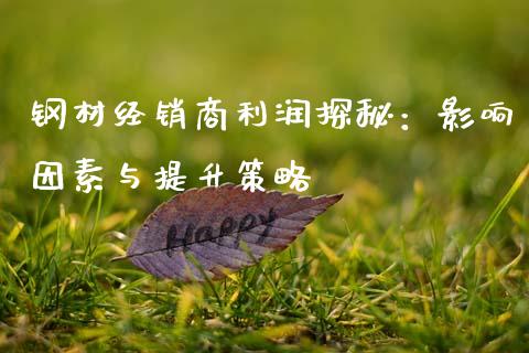 钢材经销商利润探秘：影响因素与提升策略_https://wap.jnbaishite.cn_期货资讯_第1张