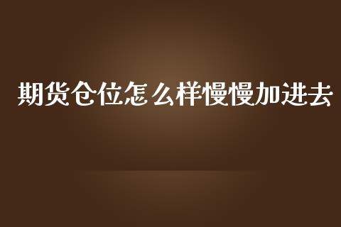 期货仓位怎么样慢慢加进去_https://wap.jnbaishite.cn_金融资讯_第1张