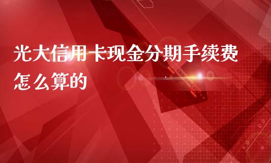 光大信用卡现金分期手续费怎么算的_https://wap.jnbaishite.cn_全球财富_第1张