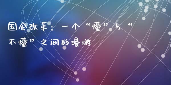 国企改革：一个“懂”与“不懂”之间的漫游_https://wap.jnbaishite.cn_理财投资_第1张