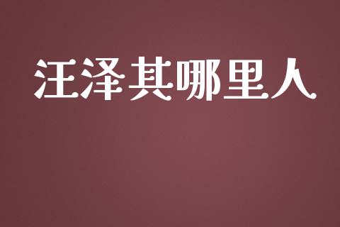 汪泽其哪里人_https://wap.jnbaishite.cn_理财投资_第1张