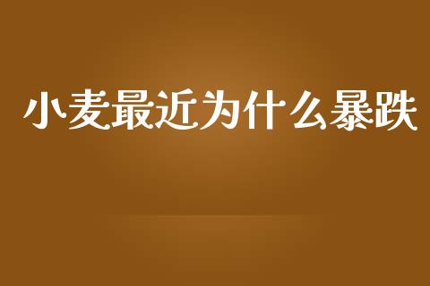 小麦最近为什么暴跌_https://wap.jnbaishite.cn_金融资讯_第1张