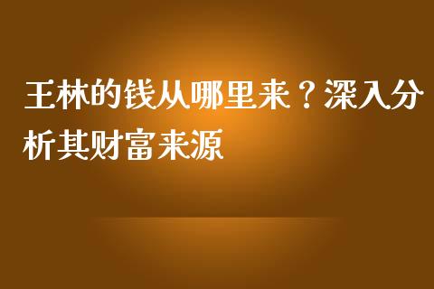 王林的钱从哪里来？深入分析其财富来源_https://wap.jnbaishite.cn_金融资讯_第1张