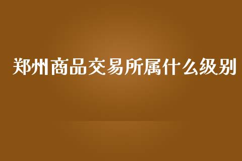 郑州商品交易所属什么级别_https://wap.jnbaishite.cn_金融资讯_第1张