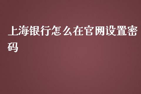 上海银行怎么在官网设置密码_https://wap.jnbaishite.cn_金融资讯_第1张